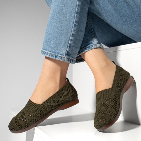 Espadrile dama cu perforatii si talpa joasa verzi MOD13063, 2, modlet.ro