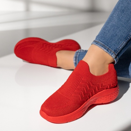 Espadrile dama cu talpa groasa rosii MOD14210, 2, modlet.ro