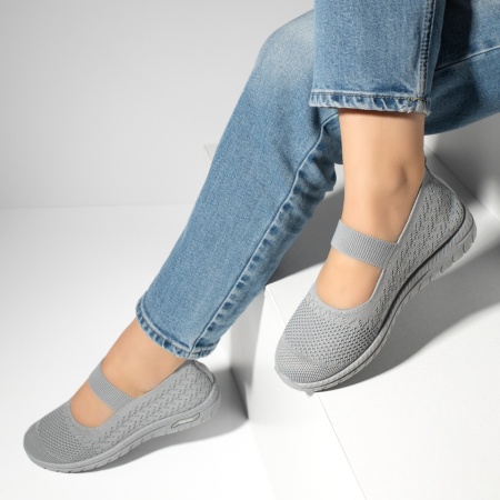 Espadrile sport dama, Espadrile dama cu talpa joasa si bareta gri MOD13059, modlet.ro