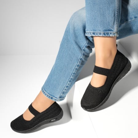 Espadrile dama cu talpa joasa si bareta negre ZEF13059