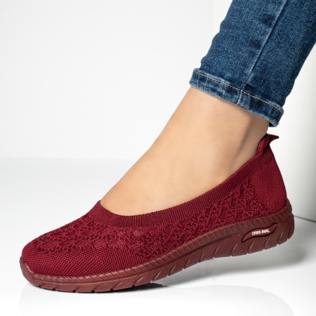 Incaltaminte dama, Espadrile dama din material textil cu perforatii visinii MOD13058, modlet.ro