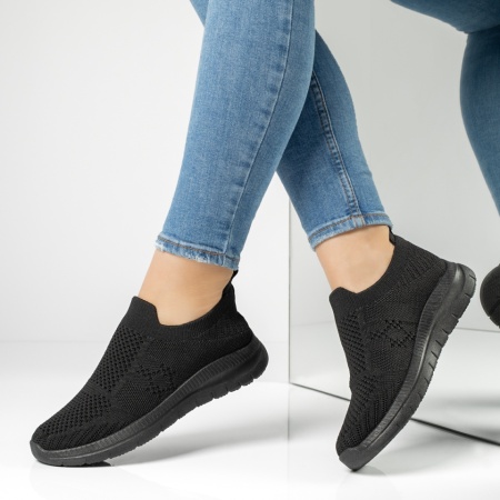 Incaltaminte dama, Espadrile sport dama cu talpa groasa negre MOD13238, modlet.ro