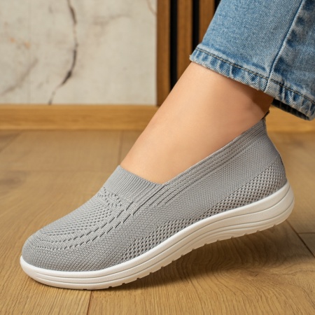 produse sf(NU ACTIVATI), Espadrile sport dama cu talpa joasa si perforatii gri MOD13056, modlet.ro