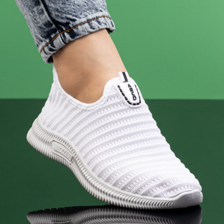Espadrile sport dama din material textil albe MOD05094