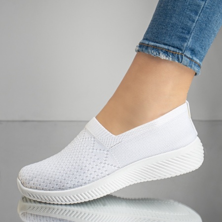 Incaltaminte dama, Espadrile sport dama din material textil albe MOD13173, modlet.ro