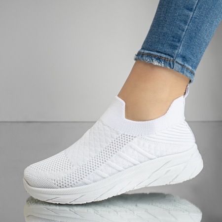 Espadrile sport dama din material textil albe MOD13176, 1, modlet.ro