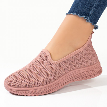 REDUCERI INCALTAMINTE, Espadrile sport dama din material textil roz deschis MOD09088, modlet.ro