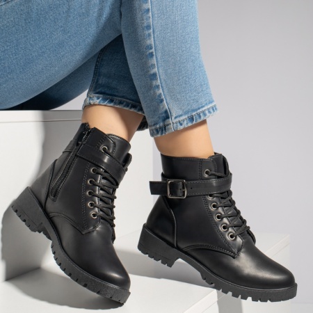 Ghete dama cu catarama si fermoar negre MOD12300, 4, modlet.ro