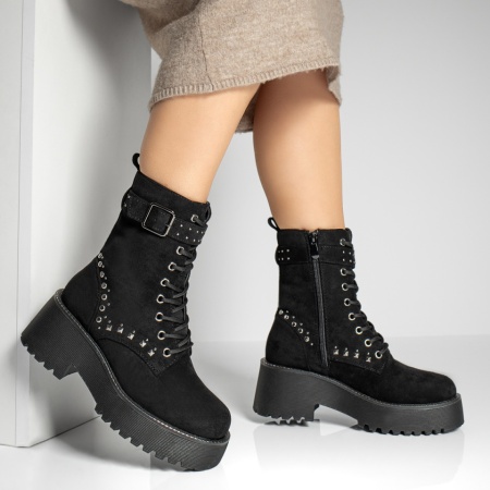 Ghete dama cu fermoar negru suede MOD12813, 4, modlet.ro