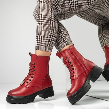 Ghete dama cu fermoar si strasuri rosii MOD12621