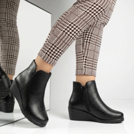 Ghete dama cu platforma si fermoar negre din Piele naturala DORA80, 3, modlet.ro