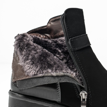 Ghete dama cu platforma si varf lucios negru suede GINA26, 3, modlet.ro