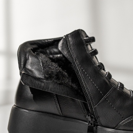 Ghete dama cu siret elastic si fermoar negre MOD14084, 2, modlet.ro