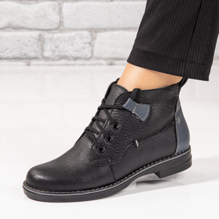Ghete Dama, Ghete dama cu siret negre din Piele naturala MOD09858, modlet.ro