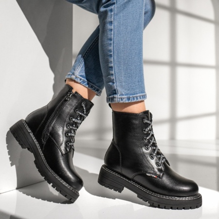 Ghete dama cu talpa groasa si fermoar negre MOD07158, 4, modlet.ro