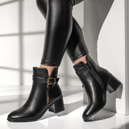 Ghete dama cu toc si fermoar negre MOD12635, 3, modlet.ro