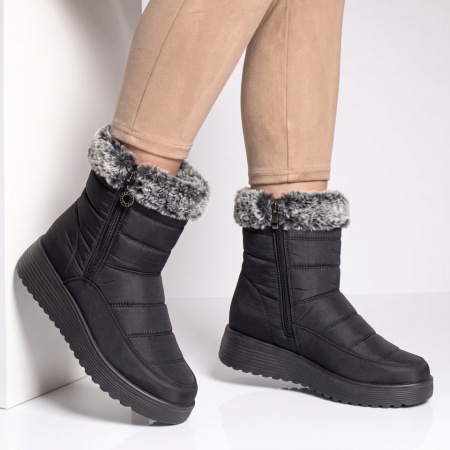 Ghete dama din fas cu talpa groasa negre GINA29, 2, modlet.ro