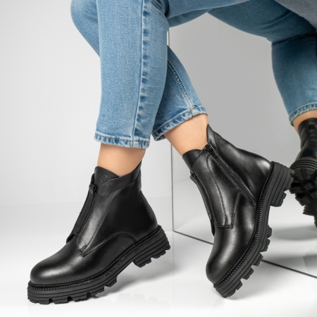 Ghete dama negre cu fermoar din Piele Naturala MOD12455, 3, modlet.ro