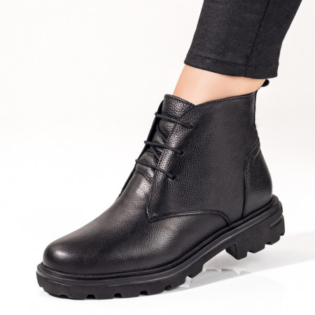 REDUCERI INCALTAMINTE, Ghete dama negre cu siret din Piele naturala MOD09872, modlet.ro