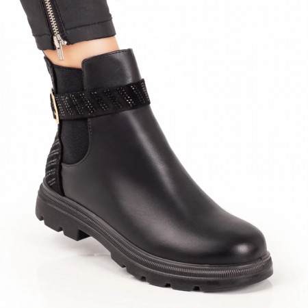 Ghete dama negre cu talpa joasa si fermoar MOD07076, 3, modlet.ro