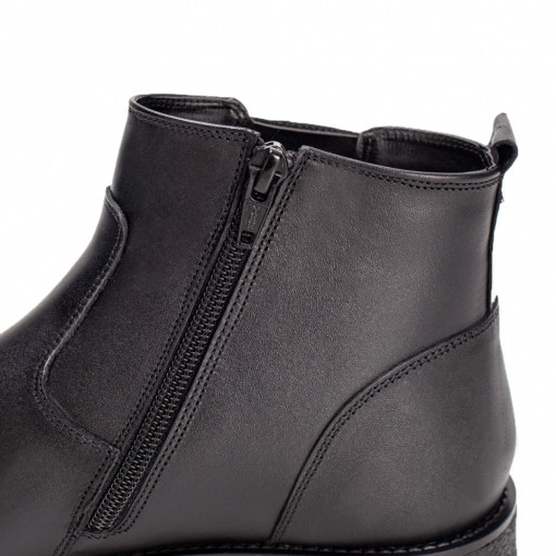 Ghete din Piele naturala barbati negre cu fermoar MOD02510, 2, modlet.ro