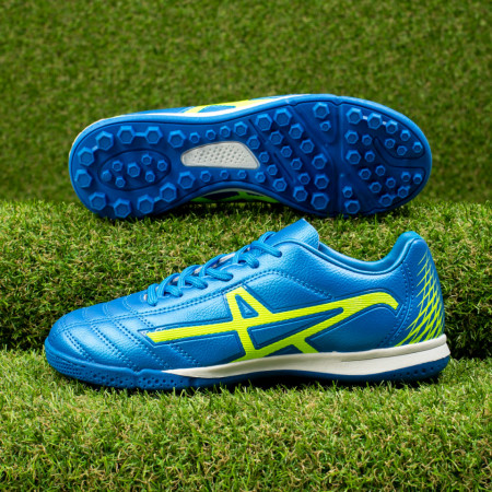 Ghete fotbal unisex pentru gazon sintetic albastre cu verde MOD09820, 3, modlet.ro
