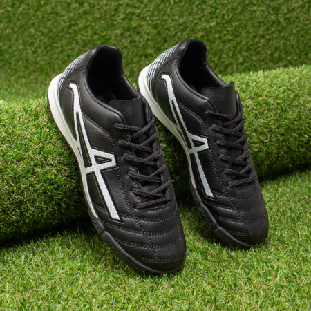 REDUCERI INCALTAMINTE, Ghete fotbal unisex pentru gazon sintetic negre cu alb MOD09820, modlet.ro
