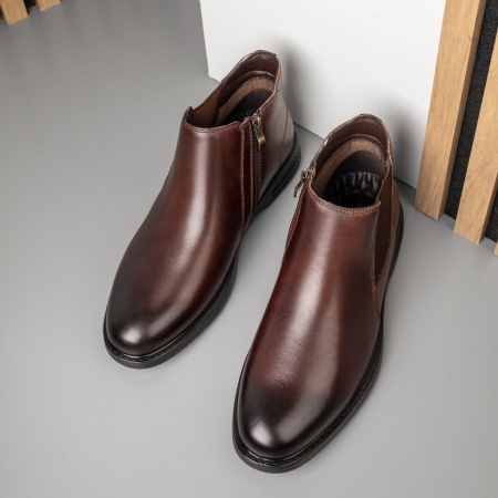 Ghete maro barbati din Piele naturala cu insertii de material elastic MOD13991, 3, modlet.ro