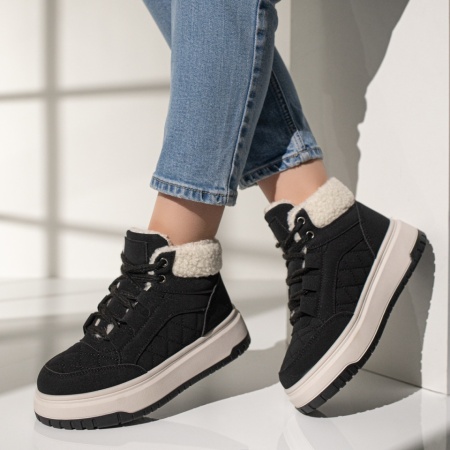 Ghete Dama, Ghete sport dama cu fermoar negre MOD12602, modlet.ro