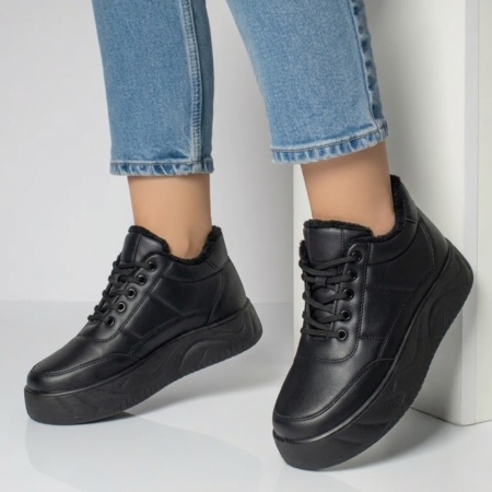 Ghete sport dama cu talpa groasa negre DORA84, 2, modlet.ro