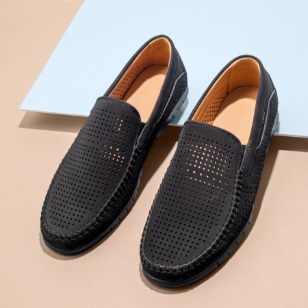 Mocasini barbati cu perforatii negru suede ZEF13558, 3, zeforia.ro