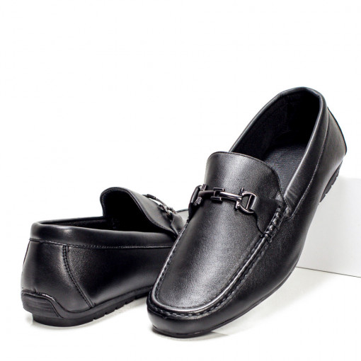 Plateste Jumatate!, Mocasini barbati cu talpa joasa negri MOD05395, modlet.ro