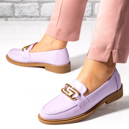 Mocasini dama cu accesoriu metalic mov MOD09758, 3, modlet.ro