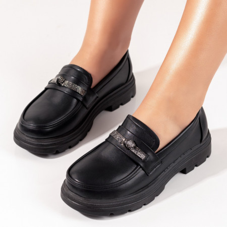 Balerini si Mocasini Dama, Mocasini dama cu talpa groasa si strasuri negri MOD09987, modlet.ro