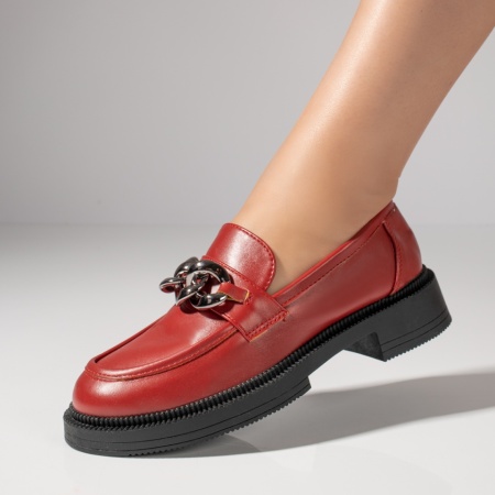 Mocasini dama visinii cu talpa groasa si accesoriu metalic ZEF13652