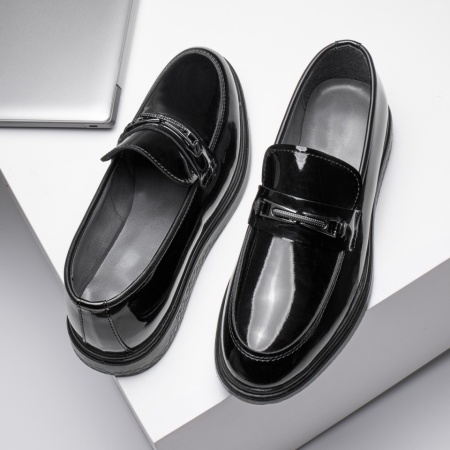 Mocasini negri barbati cu aspect lucios MOD11680, 2, modlet.ro