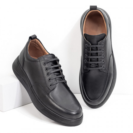 Pantofi barbatesti casual din Piele naturala negri MOD03548