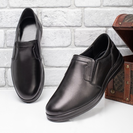 Pantofi barbati casual negri din Piele naturala MOD11277, 4, modlet.ro