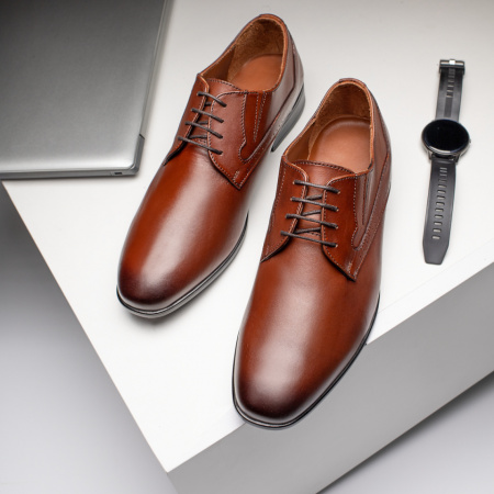 REDUCERI INCALTAMINTE, Pantofi barbati eleganti cu siret maro din Piele naturala MOD09404, modlet.ro