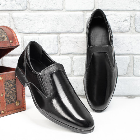 REDUCERI INCALTAMINTE, Pantofi barbati eleganti negri lacuiti din Piele naturala MOD09407, modlet.ro