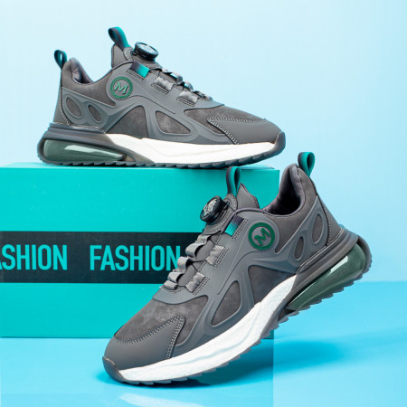 Plateste Jumatate!, Pantofi barbati sport gri cu verde MOD10195, modlet.ro
