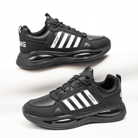 Adidasi barbati, Pantofi barbati sport negri cu alb ZEF10033 - zeforia.ro
