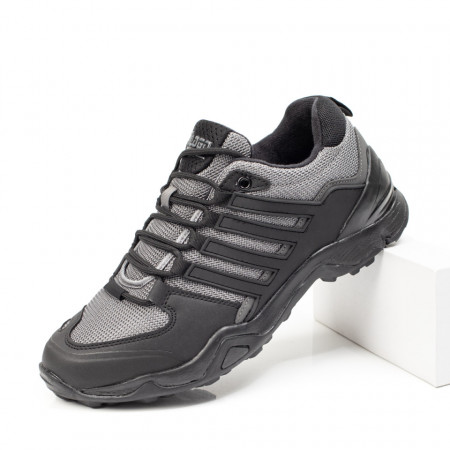 Plateste Jumatate!, Pantofi barbati sport negri cu gri MOD10047, modlet.ro