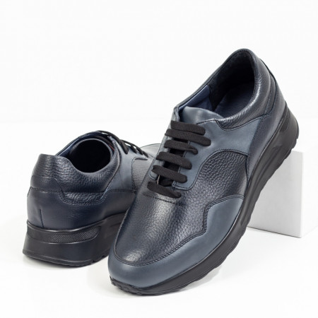 Pantofi casual barbati albastri din Piele naturala MOD08299