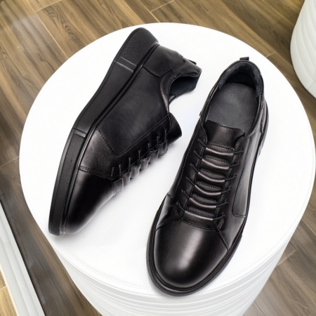 Pantofi casual barbati cu siret elastic negri din Piele naturala MOD13001