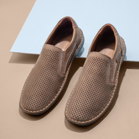 Pantofi casual barbati cu siret gri din Piele naturala MOD13758, 3, modlet.ro