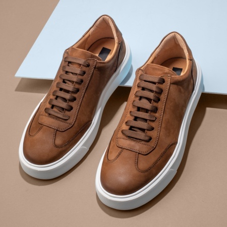 Adidasi barbati, Pantofi casual barbati cu siret maro suede din Piele naturala MOD13139, modlet.ro