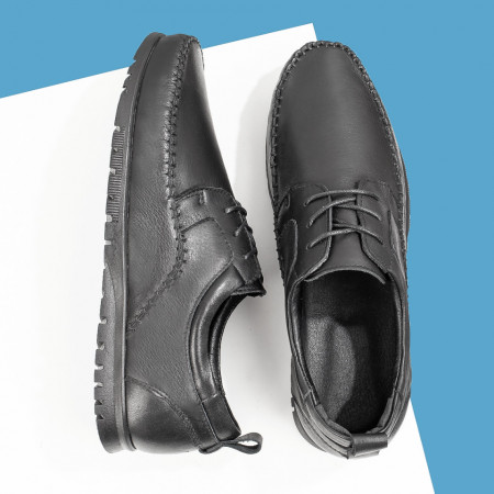 REDUCERI INCALTAMINTE, Pantofi casual barbati cu siret negri din Piele naturala MOD08911, modlet.ro