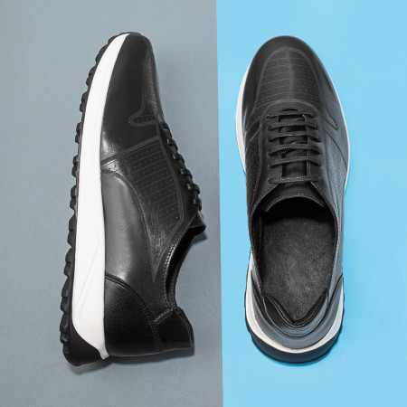 Pantofi casual barbati cu siret negri din Piele naturala MOD11463, 3, modlet.ro