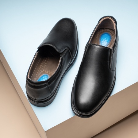 Incaltaminte barbati, Pantofi casual barbati negri din Piele naturala MOD13432, modlet.ro